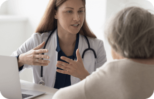 Doctor consulting with an elderly patient about Myasthenia Gravis
